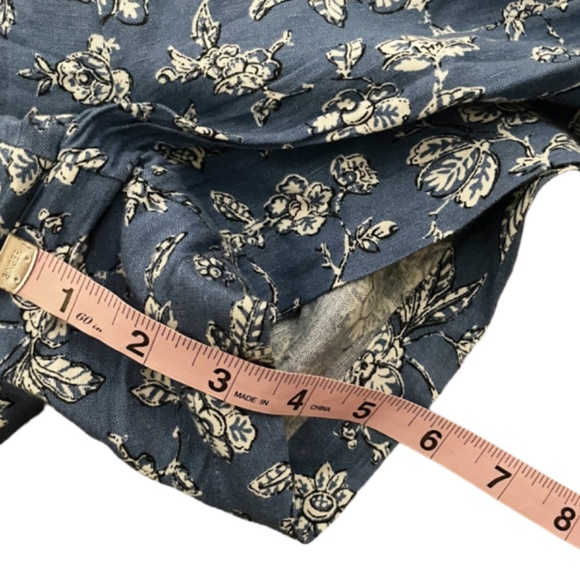 Loft Blue Floral Linen Blend Mini Shorts Size Medium - Picture 5 of 8